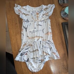 Posh Peanut Maverick Ruffled Cap Sleeve Henley Twirl Skirt Bodysuit 18-24m